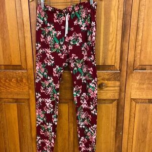 Totally Pink Lounge PJ Bottoms Burgundy Floral Junior XL